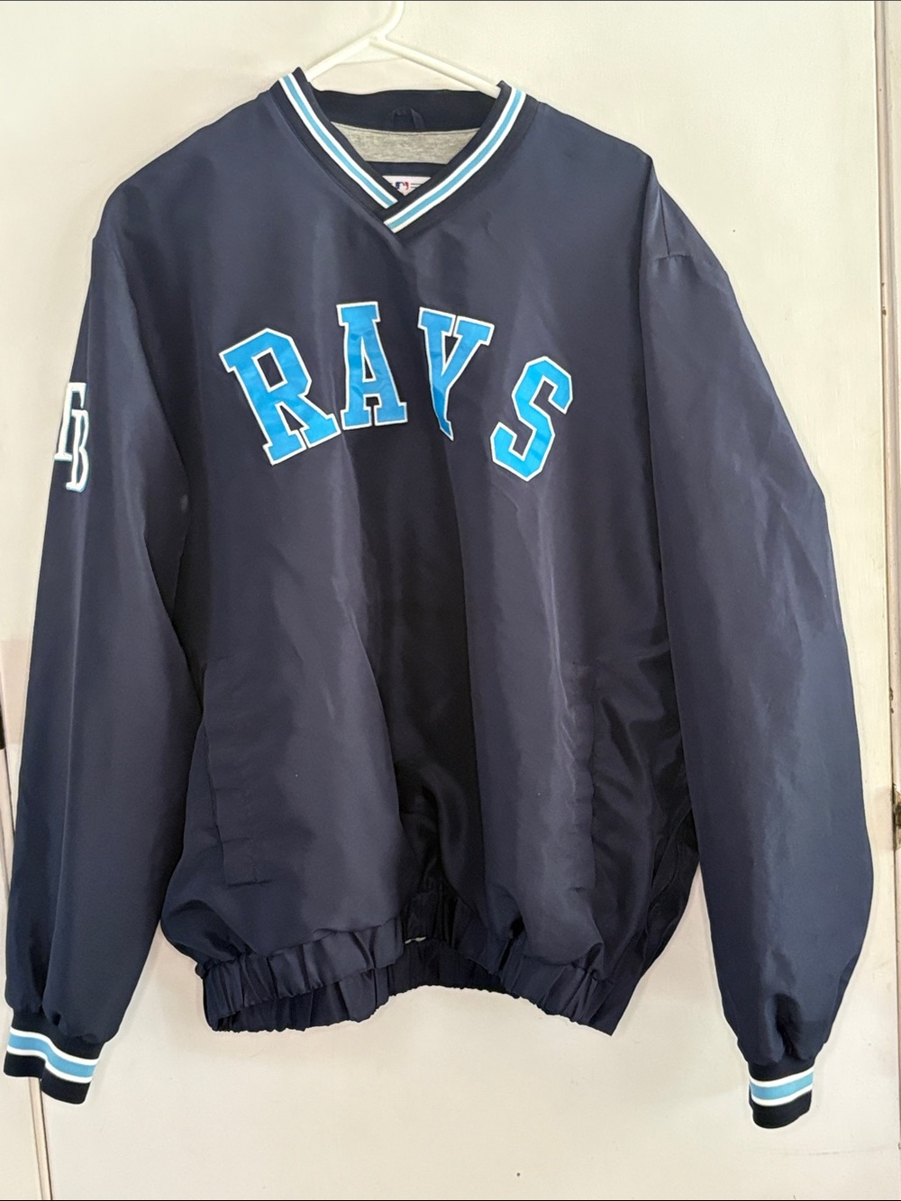 MLB Tampa Bay Rays navy lined windbreaker pullover Size XL